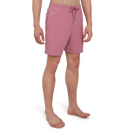 Quiksilver Men's Standard Swimwear Regular Fit Stretchable Comfort Liner Swim Trunks, Solid Design-Dusty Rose