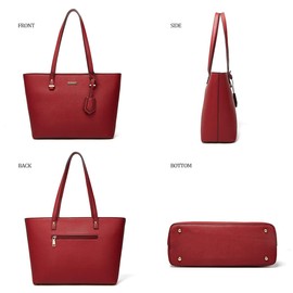 Women Fashion Synthetic Leather Handbags Tote Bag Shoulder Bag Top Handle Satchel Purse Set 4pcs