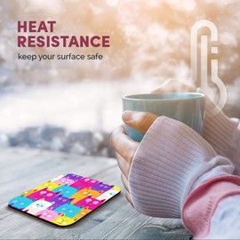 Great Single Coaster Square - Colourful Cats Cartoon Cat Print |Glossy Quality Coasters | Tabletop Protection for Any Table Type #13233