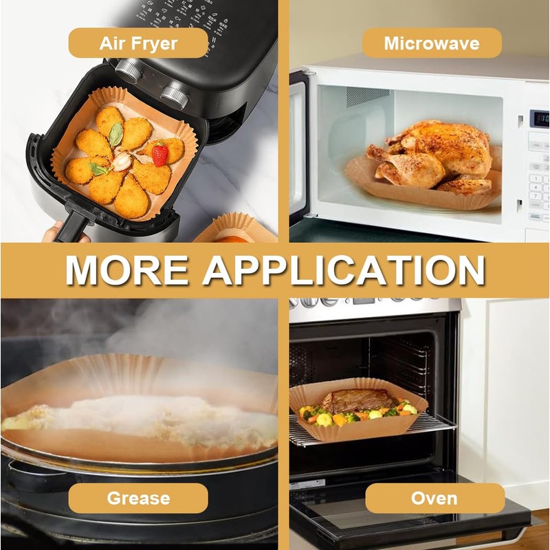Youery Backpapier für Heißluftfritteuse 100 Stück,16CM Quadrat Backpapier Airfryer, Antihaft-Einweg-Luftfritteusen