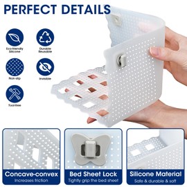 Haldane Bed Sheet Holders with Lock, Bed Sheet Straps Keep Sheets in Place Firm & Tight, Bed Sheet Clips for Lateral Sleepers and Restless Partners, Sheet Corner Holders,Clear