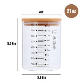 27 oz Glass Storage Containers with Lids, Sealed Food Jars Kitchen Jars for Tea, Spices, Flour, Coffee Beans, Pasta or Gift Giving, Pack of 6