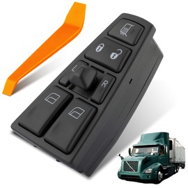 Dacall Power Window Switch Fits for Volvo VAH (2011-2015), VHD (2004-2015), VNL (2004-2017), VT (2004-2014), Left Driver Side Control Door & Windows, Replaces 20455317, 20452017, 21354601, 21277587