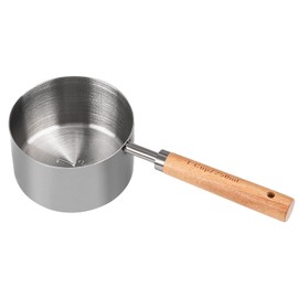 Home Bay 250ml Messbecher mit Holzgriff, 1 Tasse Titan-Beschichtung, geeignet für Mehl, Kaffee, Tee und Saucen, für Küche und Restaurant, Weltraumgrau