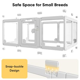 Acrylic Clear Dog Play Pen Indoors, Puppy Playpen with Door for Small Dogs Puppies, Transparent Plastic Pet Playpen Cage Fence Crate Kennel for Cat Kitten Rabbit Bunny Ferret etc (White-2 Panels)