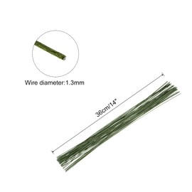 sourcing map 50 Pcs 18 Gauge(1.3mm) Floral Stem Wire 14 Inches Green Floral Wire for DIY Artificial Florist Flower Arrangement