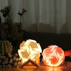 Smart Offline Voice Control DIY Puzzle Lamp - Modern IQ Jigsaw Light with Non-Polar dimming, Timing, USB Plug and Play Kids-Friendly Funny Home Decor Table lamp - Maki (Pink), A8