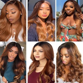 Ombre Bundles Human Hair Brown Body Wave Bundles T4/30 Human Hair Bundles 18 20 22 Inch Two Tone Chocolate And Brown Bundles 8A Grade Brown Bundles Weave Extensions Hair For Women