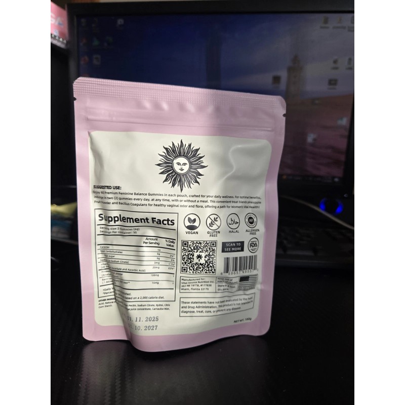 3-Pack Vital Source Feminine Balance Gummies Hawaiian Pineapple 60 Gummies