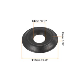 uxcell 50Pcs Cup Washer Countersunk, Iron Black Countersunk Finish Washers for M4 Screws (M4 ID x 14mm OD x 2mm Thick)