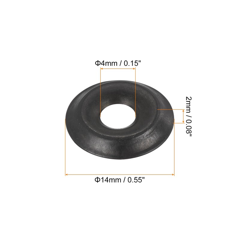 uxcell 50Pcs Cup Washer Countersunk, Iron Black Countersunk Finish Washers