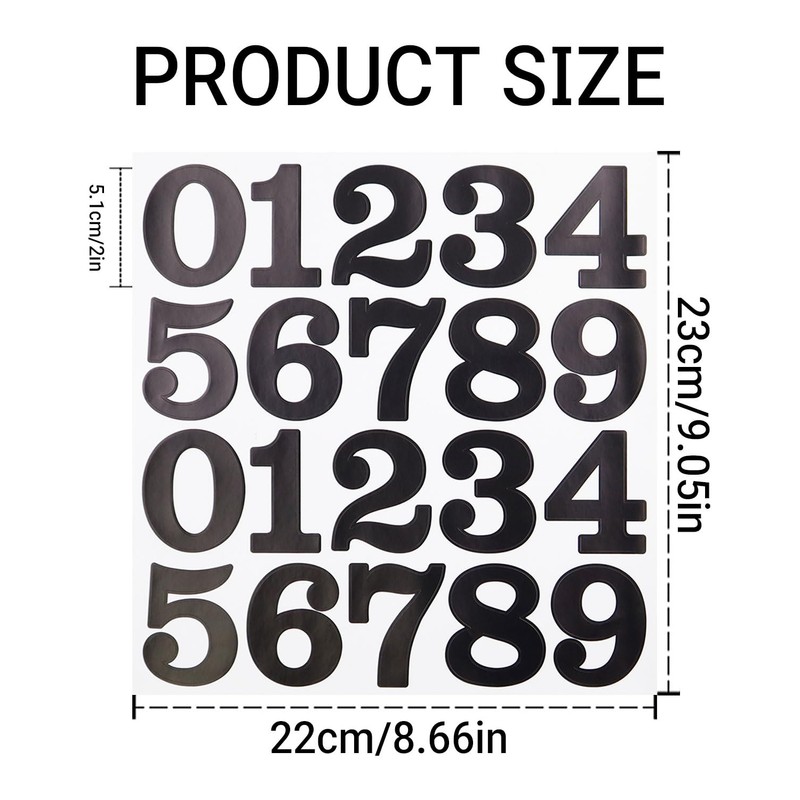 2 Inch Number Stickers for Mailbox, Black Waterproof Number Stickers