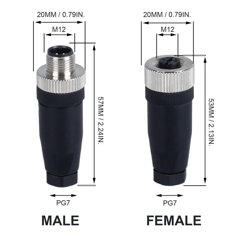 DIANQI Male & Female Socket M12 Panel Aviation Wire Connector