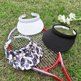 3 Pack Sun Visor Hat Hat Vintage Visor Women Adjustable Outdoor Beach Golf Tennis Walking Adjustable Clip On Visors (White Black Black Leaf)