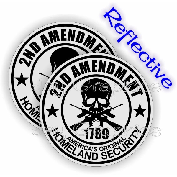 Unbranded/Generic pair - REFLECTIVE 2nd Amendment Vinyl Hard Hat Bump