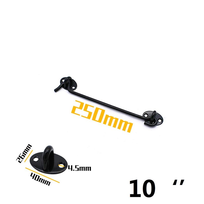 10 Inch Stainless Steel Black Cabin Hook Latches and Eye