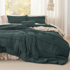 Bedsure Emerald Green Queen Comforter Set - 4 Pieces Pinch Pleat Bed Set, Down Alternative Bedding Sets for All Season, 1 Comforter, 2 Pillowcases, 1 Decorative Pillow