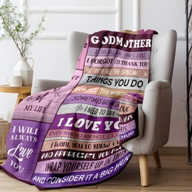 CheriGift Godmother Gifts, Mothers Day/Birthday Gifts for Godmother - Purple Flannel Throw Blanket - God Mother Presents for Mothers Day, Birthday, Christmas