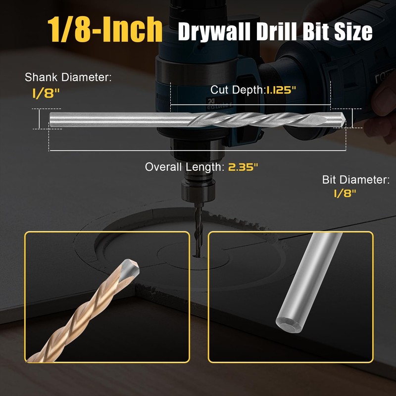 Upgrade 100 Pcs Drywall Bit, 1/8 Inch Drywall Drill Bit