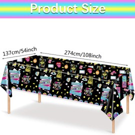 SINGOMON 80s Party Decorations 2PCS Back to 80s Party Tablecloth 80s Retro Party Table Cloths 80s Party Backdrop Plastic Table Covers for Hip Hop Party, Disco Party, 1980s Birthday Decorations