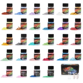 MTBJZJ Mica Powder, 28 Colors - 5g/Bottle of Epoxy Resin Color Pigment, Natural Pigment Powder for Resin Epoxy,Bath Bombs,Candle,Soap,Lip Gloss,Slime Soap Making, Dye（28 Jars）