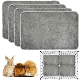 PINVNBY 4 Pack Guinea Pig Cage Liner Washable Guinea Pig Fleece Cage Liners with Non-Slip Bottom Reusable Guinea Pig Pee Pads Absorbent Bedding for Small Animals Rabbit Hamster (Gray 24" x 16")