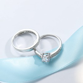 Viyuroyk 925 Sterling Silver Shiny Double Set Zirconia Rings Diamond Rings for Women Jewelry Findings Earring Backs Findings (US Code 7)