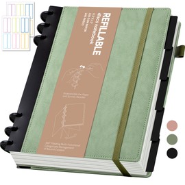 Yoment Lined Spiral Journal Notebook for Work 8.6 x 12 Hardcover Notebook with Removable Dividers Tabs 240 Pages Discbound Notebook Colleged Ruled Large Spiral Journal for Women Men,Gift Box,Green