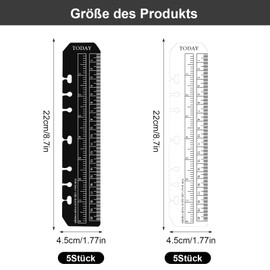 prota Pack of 10 A5 Ruler Bookmark Notebook Binder Ruler Ruler Plastic Page Marker Bag Page Finder for A5 Format 6 Hole Binder Notebook Diary Black + Clear