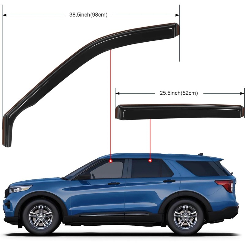 Nilight in Channel Window Deflectors for Ford Explorer 2020-2024