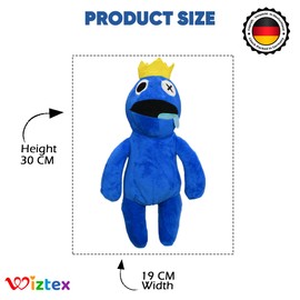 Wiztex Regenbogen Freunde Cuddly Toy - 30 cm Regenbogen Freunde Plush Toy - YouTube Videos Stuffed Animal - Plush Toy Gift for Children and Game Fans (Blue)