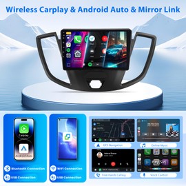 2G 64G Android Car Stereo for Ford Transit 2013-2019, Wireless Carplay Android Auto Car Radio, 9’’ Touchscreen Head Unit with GPS Navigation Bluetooth Mirror Link WiFi FM/RDS EQ AHD Backup Camera SWC