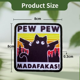PEW PEW MADAFAKAS Cat Patch Morale Patches Velcro Embroidery Woven Label Print Tactical Velcro for Clothing Backpack Baseball Cap Uniform Vest Dog Harness Orange