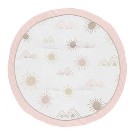 Sweet Jojo Designs Boho Desert Sun Girl Baby Playmat Tummy Time Infant Play Mat - Blush Pink Mauve Gold Taupe Bohemian Watercolor Mountains Southwest Nature Outdoors Minimalist Geometric