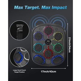 Turquvix Music Boxing Machine for Adults and Kids, Smart Bluetooth Wall Mounted Punching Target with LED Feedback & Boxing Gloves, Home Gym Electronic Punching Bag for Indoor Workouts
