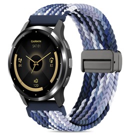 Folavii 22mm Magnetic Braided Nylon Band Compatible With Garmin Venu 3 Watch Band/Venu 4 45mm/Venu 2/Vivoactive 4, Quick Release Stretchy Strap Replacement for Forerunner 265/255/570-47mm