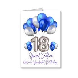Brother Happy 18th Birthday Card 18 age Balloons (envelope Included)