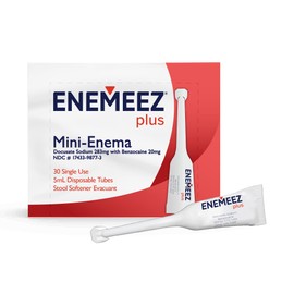Enemeez Plus Enema for Constipation Fast Acting Relief, 283mg Docusate Sodium, 20mg Benzocaine Enema, 30 Count, Effective for Constipation