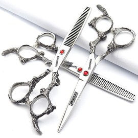 6 Inch Hairdressing Scissors, 17.5 cm, Silver/Black, 440C Hairdressing Scissors, Efficient Scissors (Pack of 3)