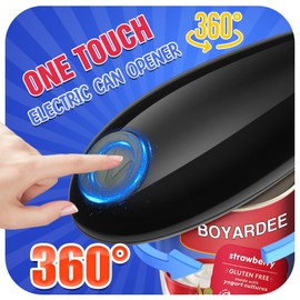 Electric Can Opener, One Touch Button Automatic Can Opener No Sharp Edges and Without Hurting Hands, Electric Tin Openers for Arthritic Hands and Can Be Easily Opened for Kitchen（Black）