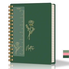 XLOXFU A5 Notebook Journals for Women & Men, 160 Pages, College Ruled Wirebound Spiral Lined Notebook,100 GSM Premium Acid-Free Paper, Thick 80S PVC Cover, Ideal for study bible 5.7" × 8.2" - Dark Green