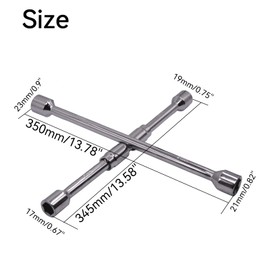 ZYHW 14-Inch Foldable 4-Way Lug Wrench Set - 17, 19, 21, 23mm for Car, SUV, Truck (Cross Lug Nut Removal Tool)