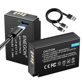 ENEGON LP-E17 LP E17 Replacement Type-C Direct Charging Port Battery 2-Pack 1500mAh for Canon Rebel SL2 SL3 T6i T6s T7i T8i EOS R50 RP R10 R8 M3 M5 M6 EOS 200D 250D 77D 750D 760D 800D 8000D 9000D