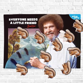 Bob Ross Pin The Squirrel Party Game Themed Activity - All Occasions - 12 Players