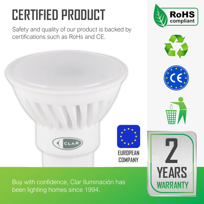 CLAR - LED GU10 LED Neutral White, Neutral White 4000ºk