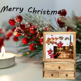 LITAITAI 11X16 Large Shadow Boxes Display Cases with 3 Shelves 3 Drawer,Wooden Acrylic Display Cases,Shadow Box with Shelves,Wedding ShadowBox (Carbon)