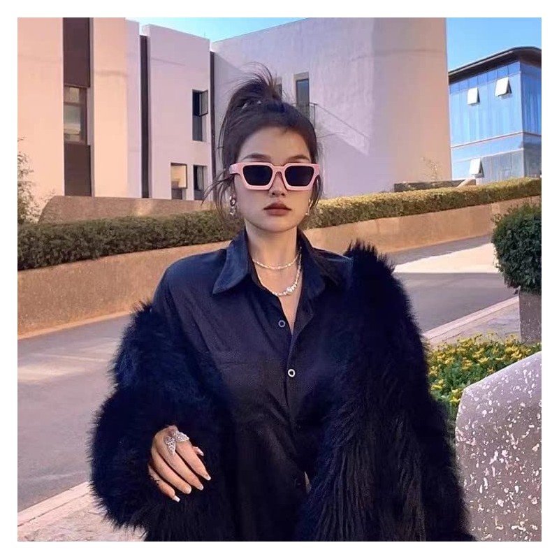 WDZAYXC Vintage Rectangular Sunglasses for Women Men Chunky Rectangle Sunglasses