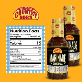 Country Bob's Original Marinade Sauce- Grill Master's Secret for Marinating & Grilling. Ultimate Flavor-Infused Booster for Meat, Poultry, Veggies & Pork, Gluten-Free & Non-Fat Marinade Sauce, 18oz (Pack of 2)