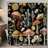 DEMCEAR Country Mushroom Floral Shower Curtain,Black, 72W X 72L inches