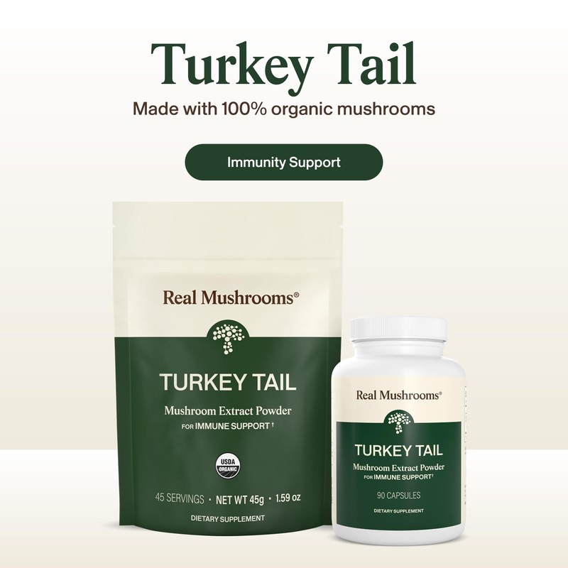 Real Mushrooms Turkey Tail Capsules – Organic Mushroom Extract for